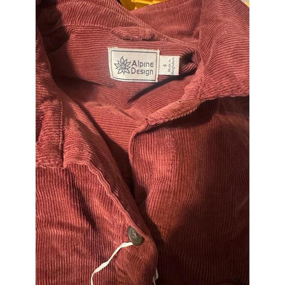 Alpine Design Corduroy Shacket Womens Size S Dark Auburn Collared Button Up - Picture 2 of 4